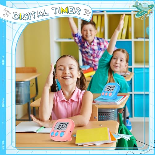 Digital Timers for Classroom Kids Kitchen Timers for Cooking 12 Pc (Pink, Blue, Green, Orange / 12Pcs)