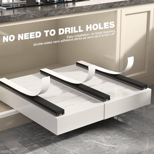 4 Pack Pull Out Cabinet Organizer 22" Deep (White / 22"D x 12.3"-20.5"W(4Pack))