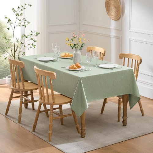 Sage Green Linen Textured Tablecloth Rectangular 52 x70 Inch (Sage Green / 70" x 52" (Rectangular))