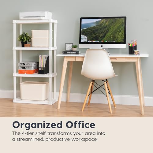 Plastic Storage Shelves (White / 4 Tier | 12"D x 24"W x 48"H)
