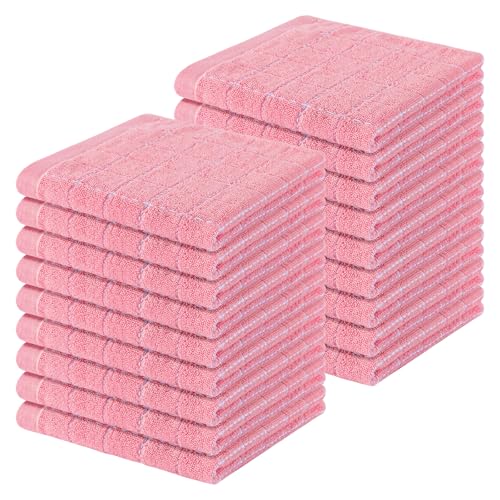 100% Cotton Terry Kitchen Dish Cloths (Pink / 12 X 12 - 18 Pack)