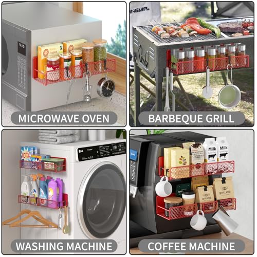 Magnetic Spice Rack for Refrigerator (Red / 2 Pack)