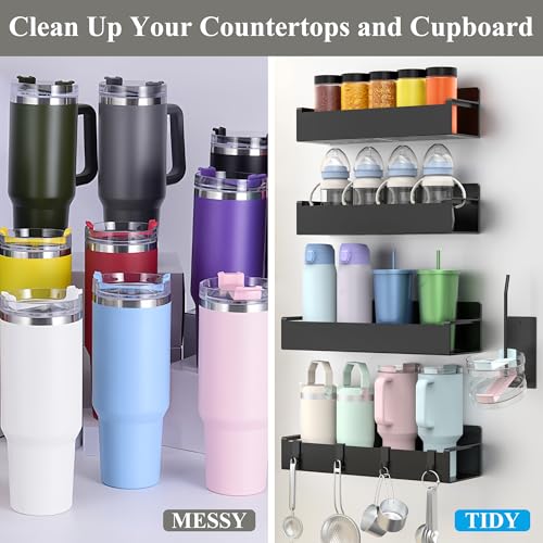 Magnetic Water Bottle Holder for Fridge Black (4 Pack / Black)
