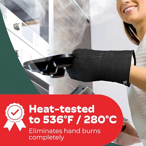 Silicone Oven Mitts (Black / 12.5")