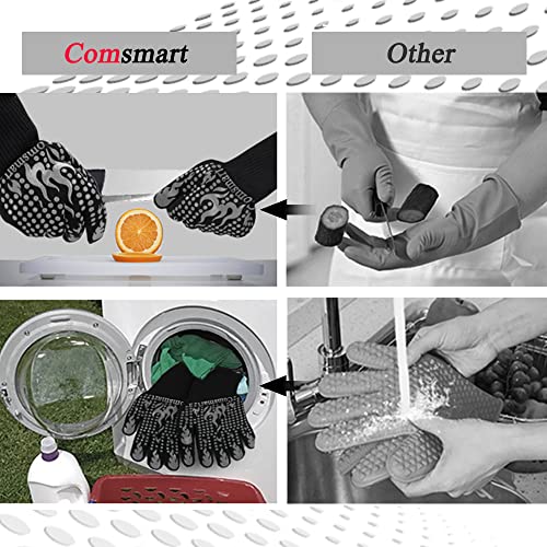 BBQ Gloves 1472F Heat Resistant Silicone Non (long / Gray)