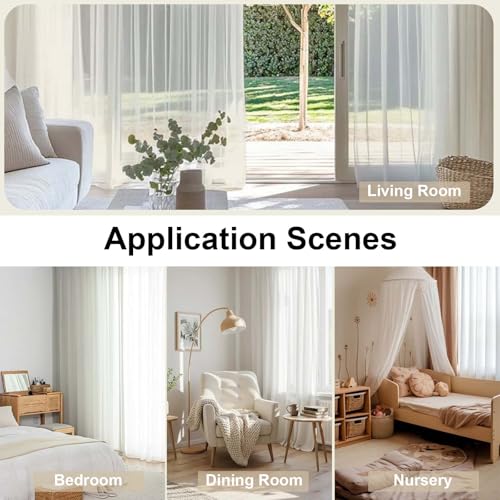 Extra Long Sheer Curtains 120 Inches Long (Ivory / 42"W x 120"L (Pack of 2))