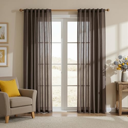French Door Curtains for Closet Doorways (50"W x 72"L (Pack of 2) / Dark Brown)