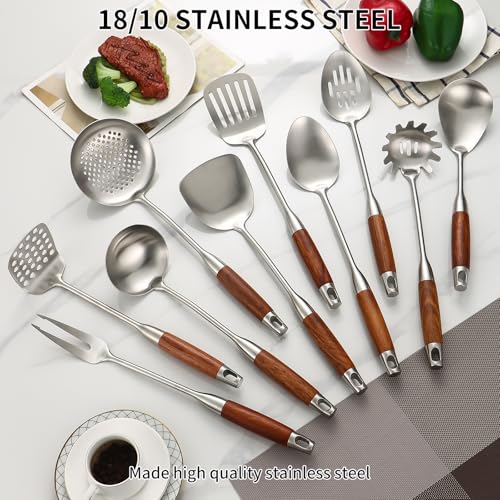 18 10 Stainless Steel Kitchen Utensils Set (Large / SILVER-10 Pieces)