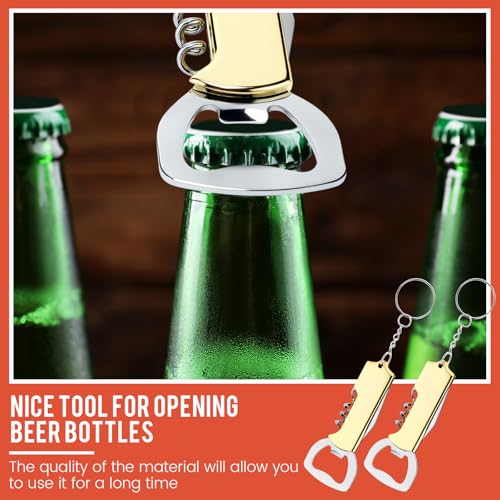 24 Pcs Wine Bottle Opener Keychains Bulk (Gold)