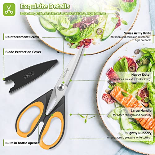 Kitchen Scissors (Orange/Black and Blue/Black / 8.7-inch 2-Pack)