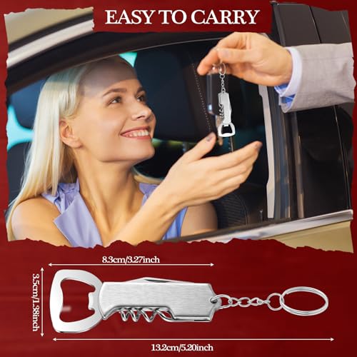 48 Pcs Wine Bottle Opener Keychains Bulk (Silver)