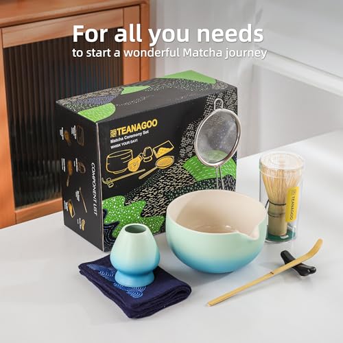 Matcha Whisk Set Blue (Gradient Blue / 7 pcs/set, Bowl with Pouring Spout)