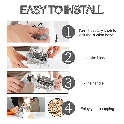Rotary Cheese Grater Hand Crank (3 blades / A-White)