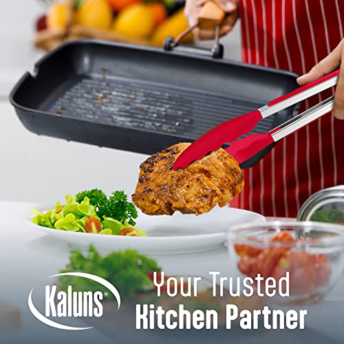 5 Piece set Includes 3 Silicone Spatulas 1 Turner and 1 9" Tong Kitchen Tools Best for Cooking (3 Spatula + Turners + Tongs Red)