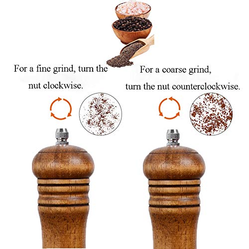 Wood Salt and Pepper Grinder Set Classic Manual Pepper Mills (6.5 inch)
