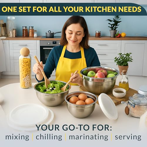 Stainless Steel Mixing Bowls with Lids Set of 3 (Set of 3)