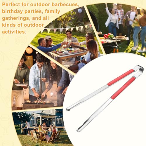 3 Pack Grill Tongs (Red / 11.6 Inch)
