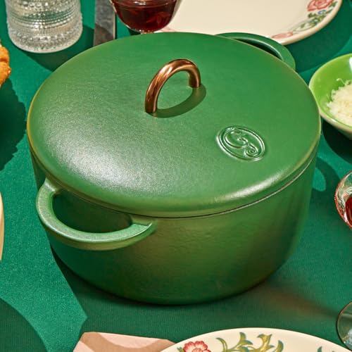 3.5 Quart Enameled Cast Iron Dutch Oven Pot w (Broccoli)