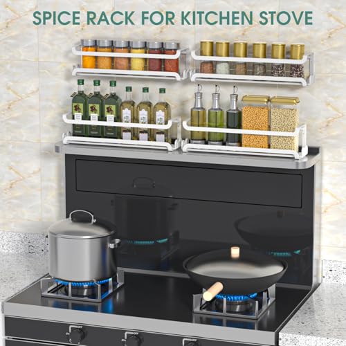 4 Pack Wall Mounted Spice Rack for Kitchen Cabinet (4 PACK / White)