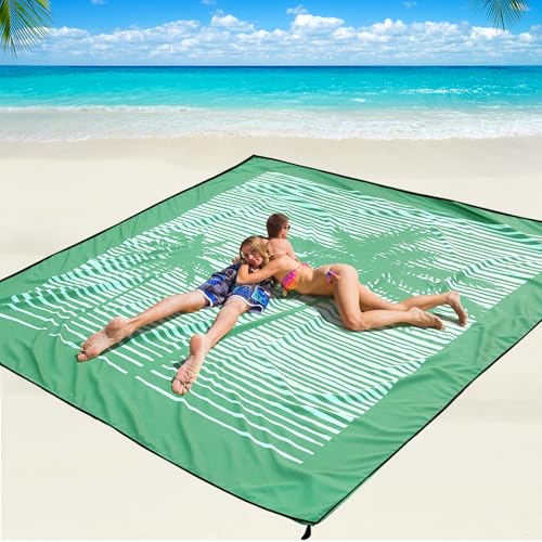 Beach Blanket Mat Waterproof Sandproof for 2 (Coconut Tree / 79" X 83"（1-4person）)