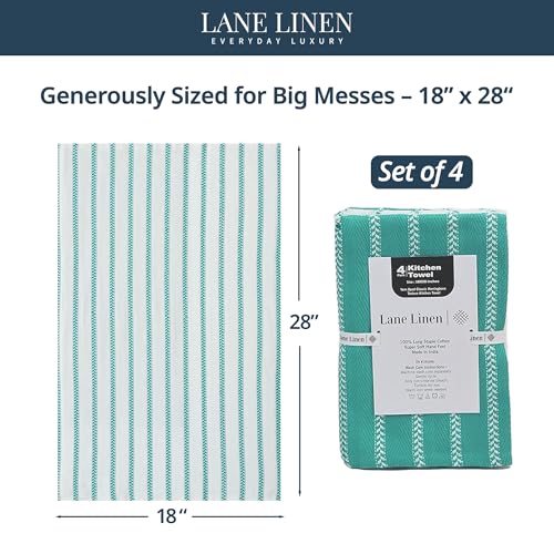 Kitchen Towels Set (18"x28" - 4 Pack / 13: Peacock Blue Herringbone)