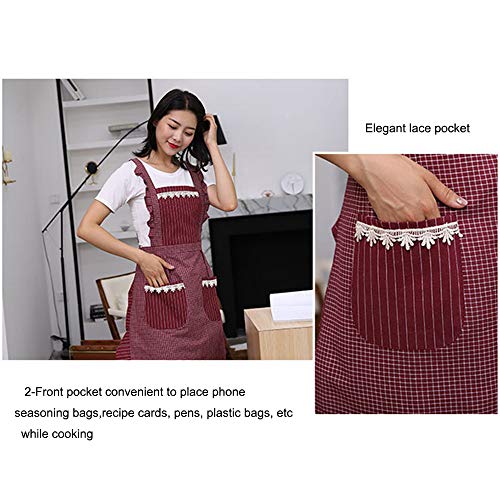 Princess Apron for Women with Pockets (Red)