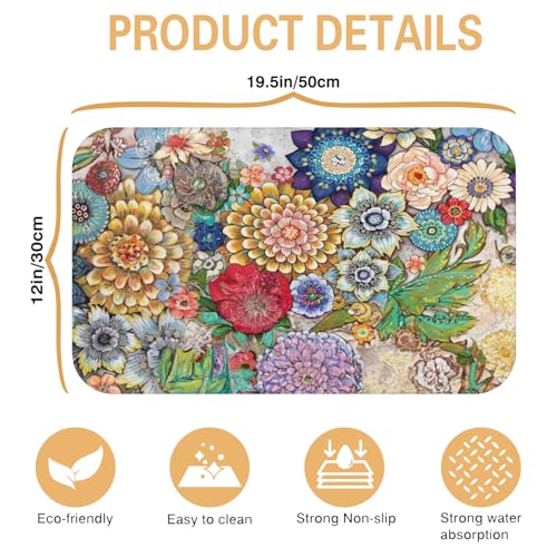 Kitchen Countertop Dish Drying Mat (Colourful / 19" x 12")
