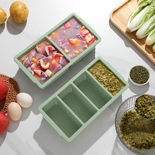 Silicone Freezer Trays with Lid for Soup (Green)