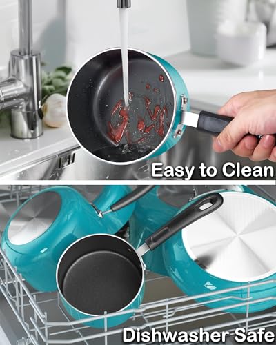 Basic 2 Quart Nonstick Saucepan with Glass Lid (2 Quarts / Turquoise)
