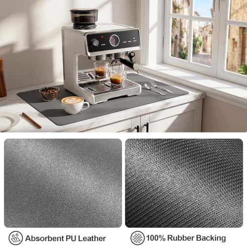 Coffee Mats for Coffee Bar Accessories (Dark Gray / 31.5" x 17")
