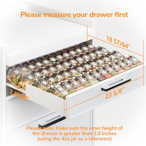 Bamboo Spice Drawer Organizer with Non (8 Pcs x 11.8'' W / Natural)