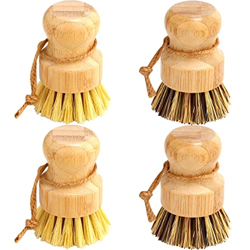 Bamboo Dish Brush Set (2p Palm+2p Sisal)