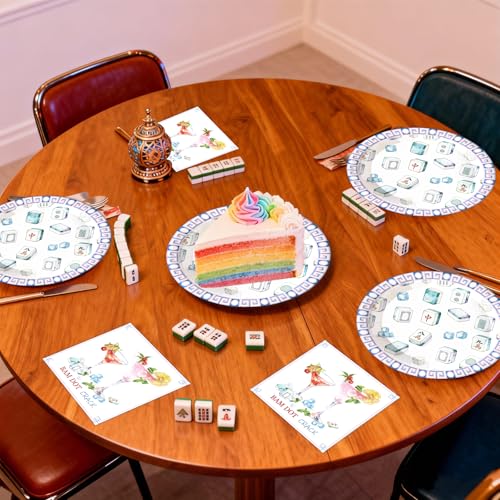 50pcs Mahjong Paper Plates and Napkins Party Supplies