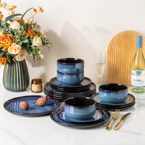 Ceramic Dinnerware Sets for 4 (Modern-Blue / Service for 4 (12 Pcs))