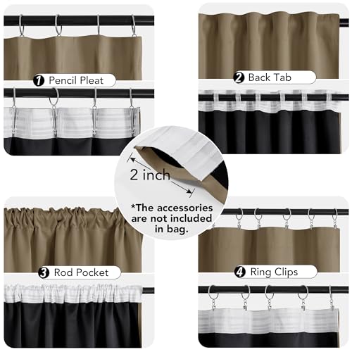 Total Blackout Curtains 95 Inch Length 2 Panels Set (Khaki/Total Blackout / 52"W x 95"L (Pack of 2))