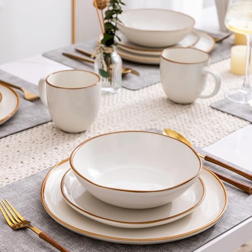 Ceramic Dinnerware Sets for 6 (Pearl White / Service for 6(24Pcs))
