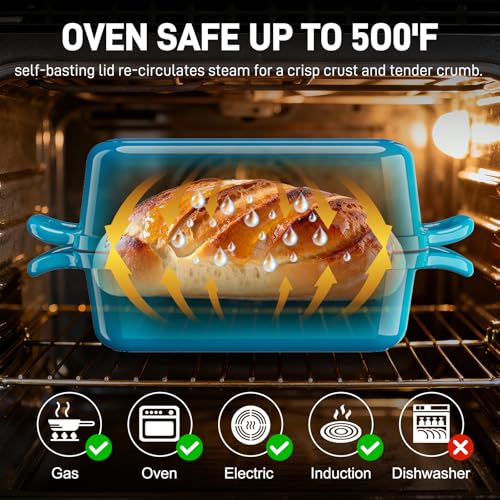 Enameled Cast Iron Sourdough Bread Dutch Oven (Emerald)