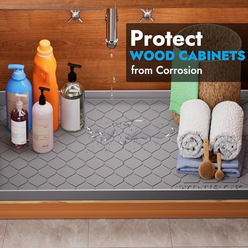 Waterproof Under Sink Mat 25" x 19" (19"W x 25"L / Light Gray)
