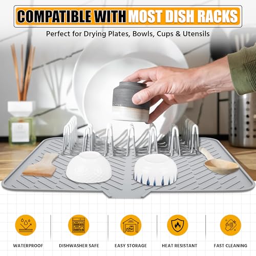 Silicone Dish Drying Mat with Built
