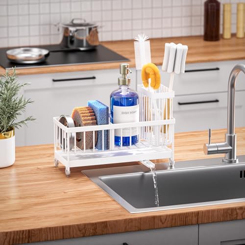 Sponge Holder for Kitchen Sink (White - 9.25″)