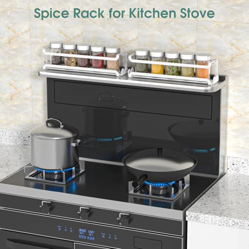 2 Pack Wall Mounted Spice Rack for Spice Jars & Seasonings (2 PACK / White)