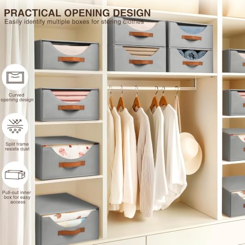 Stackable Storage Drawers (Gray / 16 Inch. - 8 Pack)