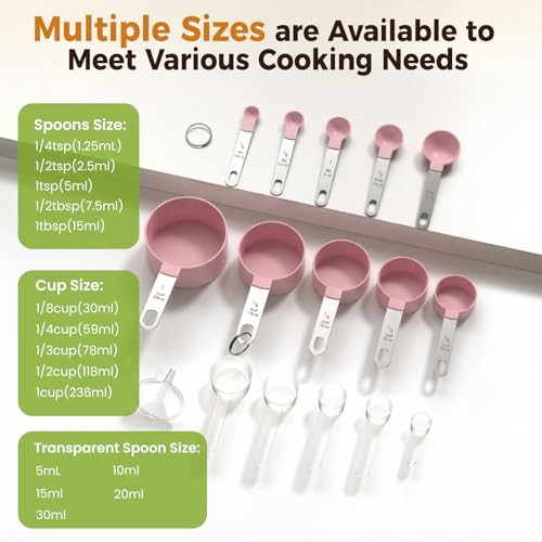 16PCS Measuring Cups and Spoons Set (Pink)