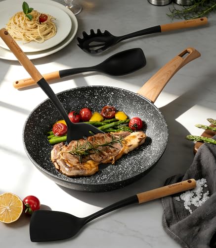 Large Silicone Kitchen Utensils Set (Black)