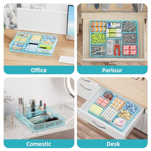 Desk Drawer Organizer (Blue / 12 x 8.5 x 1.8)