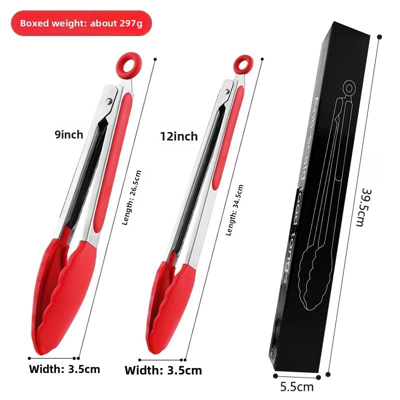Silicone Kitchen Tongs for Cooking (Red)