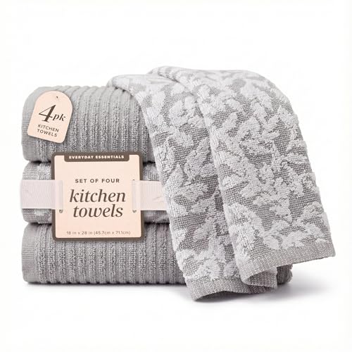 Kitchen Towels (Grey & White Vine)