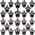 24 PCS Beer Bottle Opener Wall Mounted Black Copper with Screws (Black, Antique Copper)