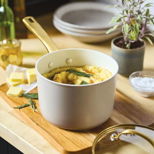 Forged Induction Ceramic Nonstick Sauce Pan (Taupe / 3 Quarts)