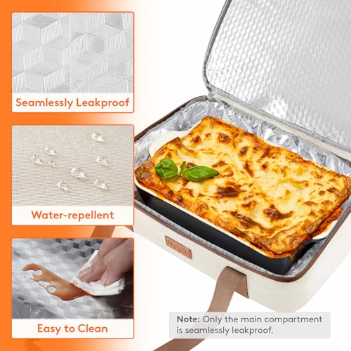 Expandable Insulated Double Decker Casserole Carrier (Cream)